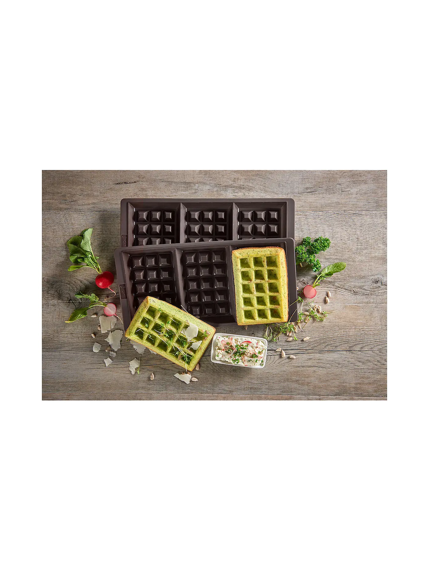 LURCH | Flexiform Waffel 29x14,5cm 3fach 2er Set braun | 